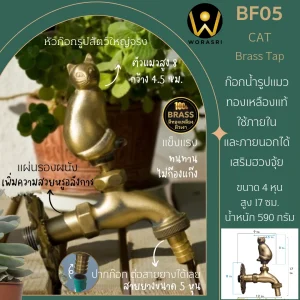 ก๊อกตกแต่งสนามแมวสวย BF05 Cat Brass Tap
