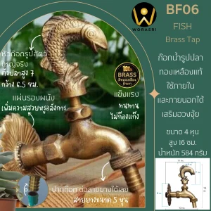 ก๊อกสนามเสริมดวงปลาสีทอง BF06 Fish Brass Tap