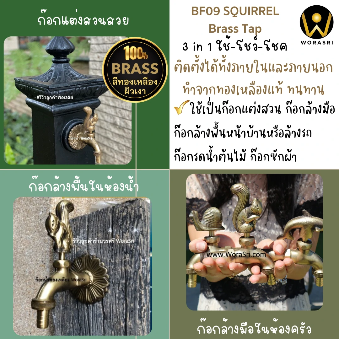 ก๊อกสนามล้างพื้นกระรอก BF09 Squirrel Brass Tap - Image 4