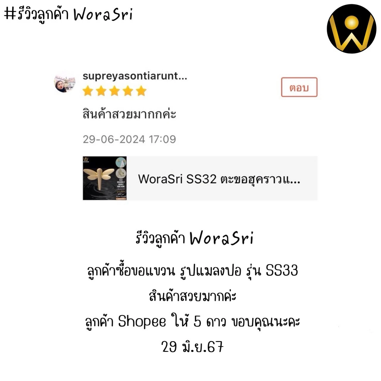 ตะขอฮุคราวแขวนผ้าติดผนังรูปแมลงปอ SS32 Dragonfly Wall Hook - Image 11