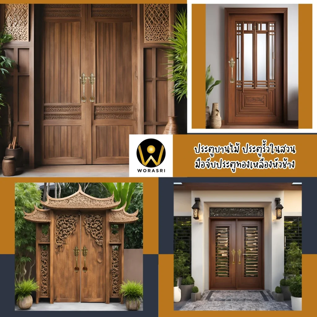 ที่จับมือประตูโบราณทองเหลือง