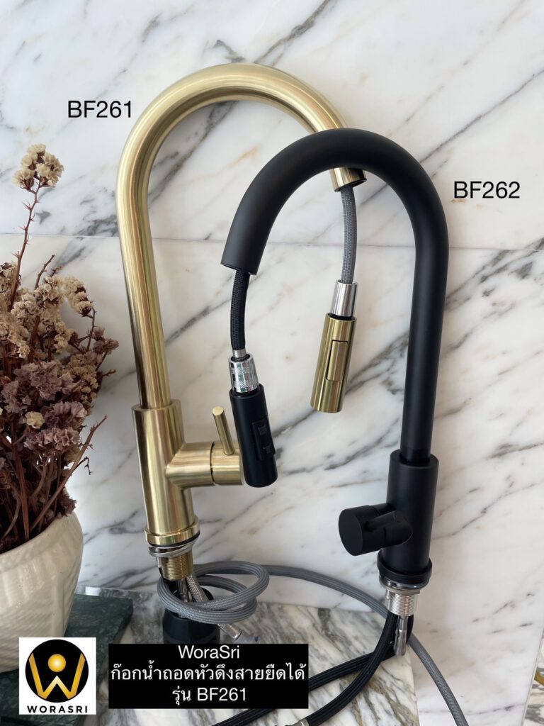 BF261 - 262 WoraSri Pull out kitchen brushed gold & matt black 1
