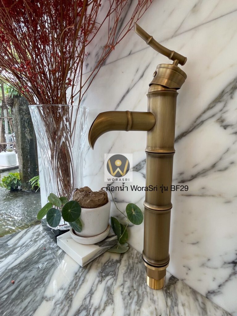 BF29 BambooBrassBasinFaucetAntiqueColorDeckMountedColdandHotFengshuiChinese 9 (20)