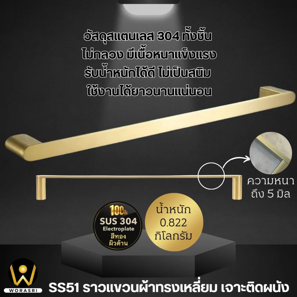 ราวห่วงแขวนชั้นวางเสื้อผ้าเช็ดตัวติดผนังห้องน้ำห้องครัว