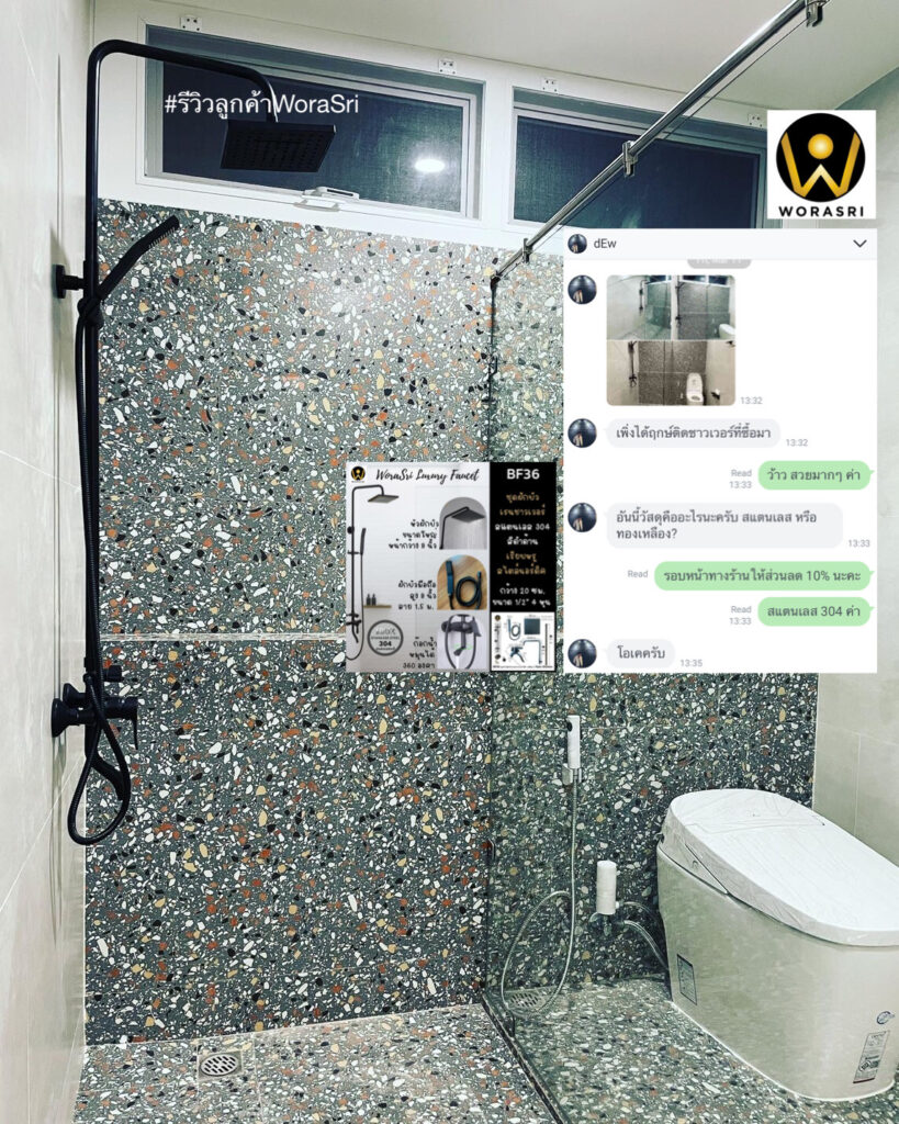 Rain Shower Set Matt Black BF36 Stainless ชุดฝักบัวอาบน้ำสีดำด้านสวยหรูหรา